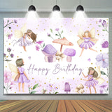 Allenjoy Purple Mushroom House Poison Ivy Birthday Backdrop