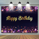 Allenjoy Purple Neon Dots Bokeh Golden Birthday Backdrop