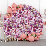 Allenjoy Purple Pink Dense Flowers Round Wedding Backdrop