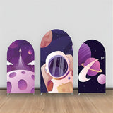 Allenjoy Purple Rocket Astronaut Galaxy Arch Backdrop Kit