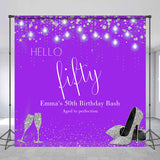 Allenjoy Purple Silver Custom 50Th Birthday Bash Backdrop