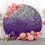 Allenjoy Purple Silver Diamond Glitter Round Birthday Backdrop