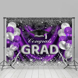 Allenjoy Purple Silver Sparkling Balloon Graduation Backdrop