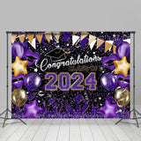 Allenjoy Purple Yellow Balloons 2023 Congrats Grad Backdrop