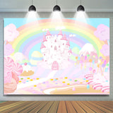 Allenjoy Rainbow And Pink Castle Wonderland Birthday Backdrop