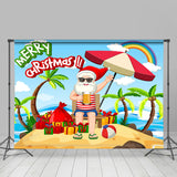 Allenjoy Rainbow Beach Santa Merry Summer Christmas Backdrop