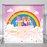 Allenjoy Rainbow Cloud Personalized Backdrop 1St Birthday