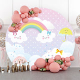 Allenjoy Rainbow Cloud Umbrella Brithday Party Round Backdrop