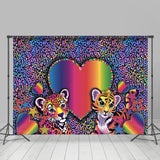 Allenjoy Rainbow Heart Tiger Leopard Party Photo Backdrop