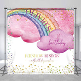 Allenjoy Rainbow Kisses Stars Clouds Custom Birthday Backdrop