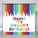 Allenjoy Rainbow Stripes Star Personalized Birthday Backdrop