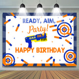 Allenjoy Ready Aim Cartoon Pistol Themed Birthday Backdrop