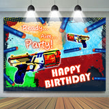 Allenjoy Ready Aim Party Happy Birthday Backdrop Boys