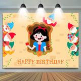 Allenjoy Red Apple Princess Girls Happy Birthday Backdrop