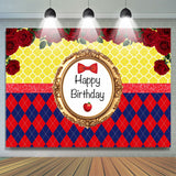 Allenjoy Red Apple Roses Princess Happy Birthday Backdrop