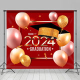 Allenjoy Red Balloons Class Of Glitter Graduation Backdrop