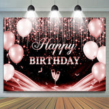 Allenjoy Red Black Glitter Balloon Happy Birthday Backdrop