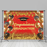 Allenjoy Red Black Golden Flag Balloons Graduation Backdrop