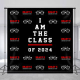 Allenjoy Red Black Repeat Custom Graduation Party Backdrop