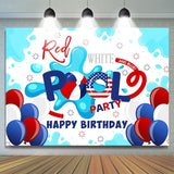 Allenjoy Red Blue Balloon Pool Party Birthday Backdrop