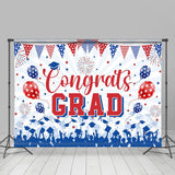 Allenjoy Red Blue Congrats Balloon Sparkle Graduation Backdrop