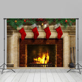 Allenjoy Red Christmas Stockings Fireplace Photography Backdrop