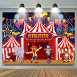 Allenjoy Red Circus Clowns Animals Balloon Birthday Backdrop