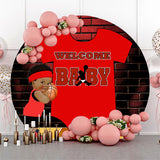 Allenjoy Red Clothes Basketball Round Baby Shower Backdrop