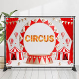 Allenjoy Red Curtain Circus Light Sign Birthday Backdrop