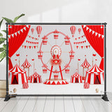 Allenjoy Red Curtain Flags Ferris Wheel Birthday Backdrop