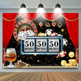 Allenjoy Red Curtain Glitter Casino 50Th Birthday Backdrop