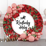 Allenjoy Red Flowers Kentucky Derby Party Circle Backdrop