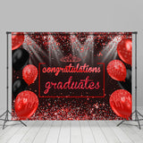 Allenjoy Red Glitter Balloons Congrats Graduation Backdrop