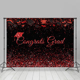 Allenjoy Red Glitter Dots Black Congrats Graduation Backdrop