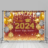 Allenjoy Red Gold Balloons Glitter Bokeh Graduation Backdrop