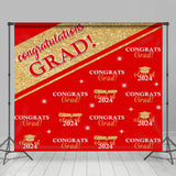 Allenjoy Red Golden Congrats Grad Repeat Graduation Backdrop