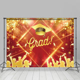 Allenjoy Red Golden Hat Students Bokeh Graduation Backdrop