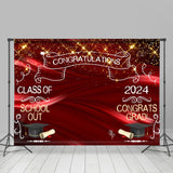 Allenjoy Red Golden Sparkling Hat 2024 Graduation Backdrop