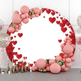 Allenjoy Red Hearts Round Simple Happy Valentines Backdrops