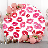 Allenjoy Red Lip Print Round Valentines Backdrop Girl