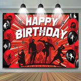 Allenjoy Red Ninjas Theme Balloons Happy Birthday Backdrop