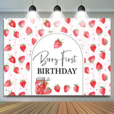 Allenjoy Red Pink Strawberries Repeat 1St Birthday Backdrop