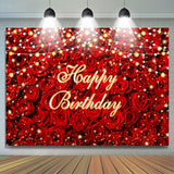 Allenjoy Red Rose Flashing Light Happy Birthday Backdrop