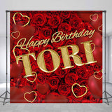 Allenjoy Red Rose Heart Personalized Name Birthday Backdrop