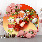 Allenjoy Red Santa Claus Snowman Round Christmas Backdrop