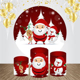 Allenjoy Red Santa White Snow Round Christmas Backdrop Kit