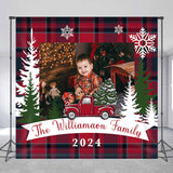 Allenjoy Red Scottish Plaid Custom Photo Christmas Backdrop