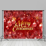 Allenjoy Red Snowflake Balls Snow Merry Christmas Backdrop