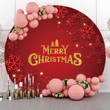 Allenjoy Red Snowflake Theme Merry Christmas Circle Backdrop