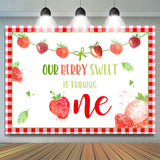 Allenjoy Red Squares Lovely Strawberries 1St Birthday Backdrop